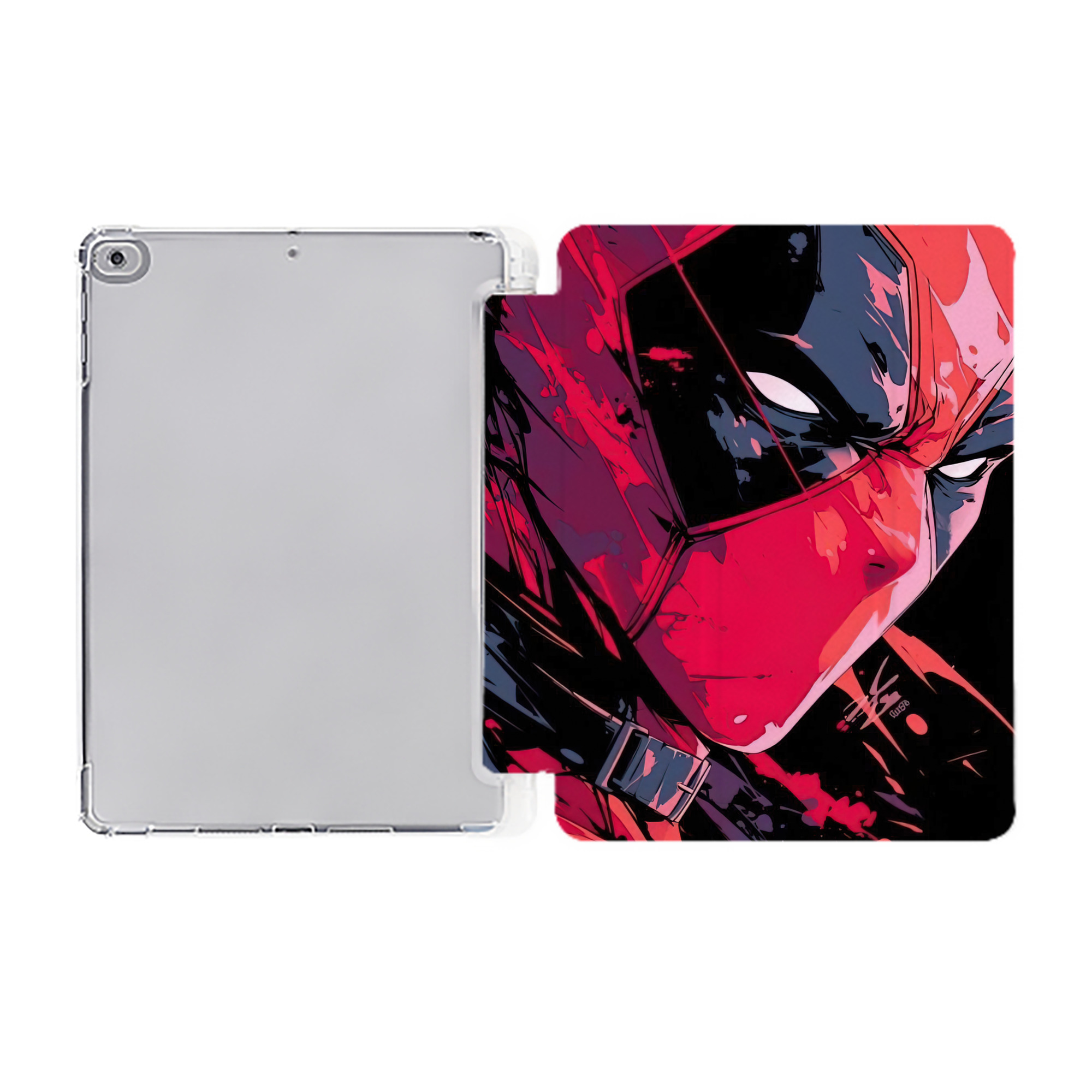 （画像用） Deadpool デッドプール IPad ケース ペン収納付き 三つ折りスタンド PUレザー×シリコン 対応機種9.5/10.5/10.9インチ